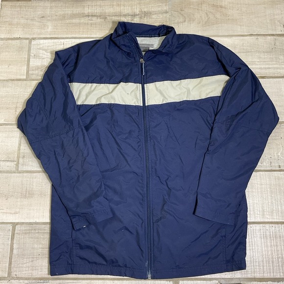 Nike Other - VTG Nike Track Jacket Men's Large Navy White‎ Windbreaker Gray Tag Full Zip Y2K
